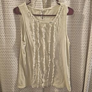 J. Crew Soft Green Ruffle Detail Tank Top